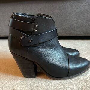 Rag & Bone Harrow Black Leather Ankle Boots / Booties - 6.5